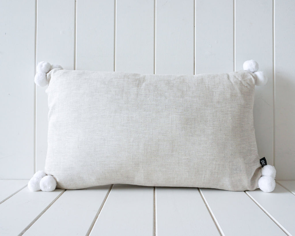 Linen Pom-Pom Cushion 50x30