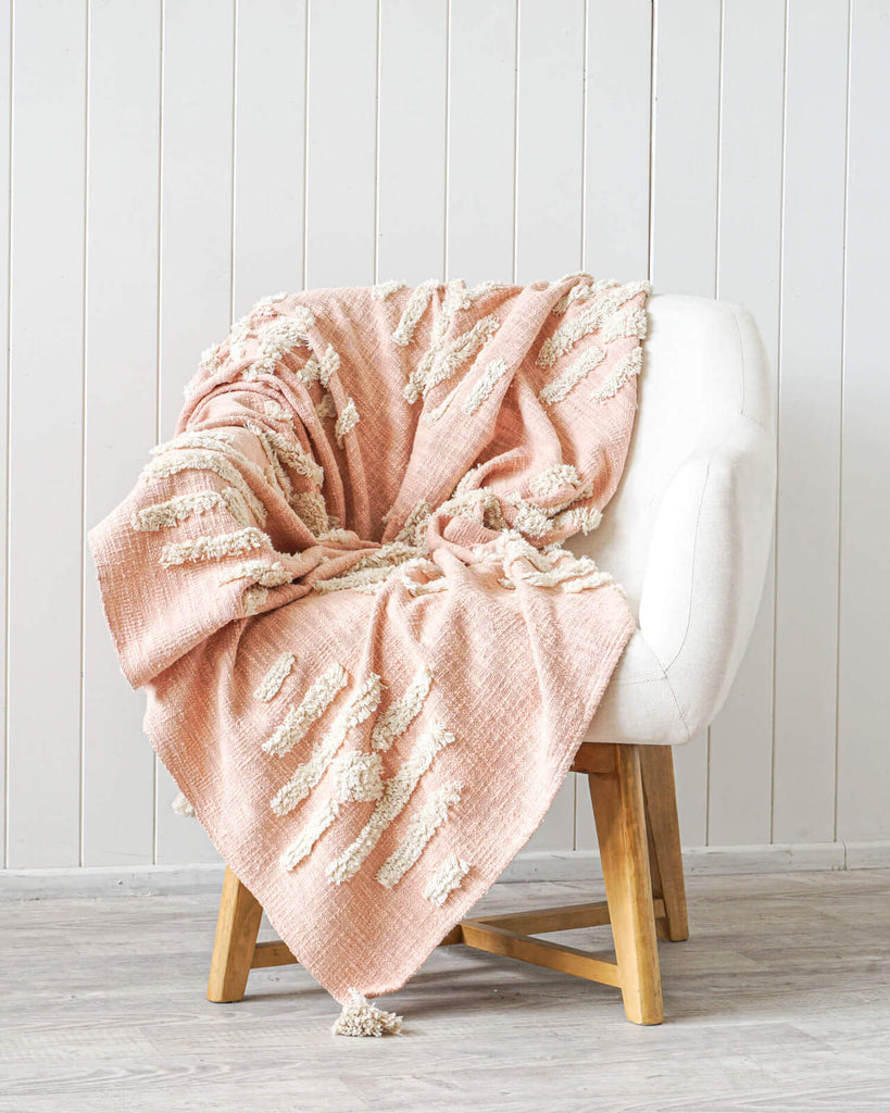 Iris Tufted Cotton Throw Blanket