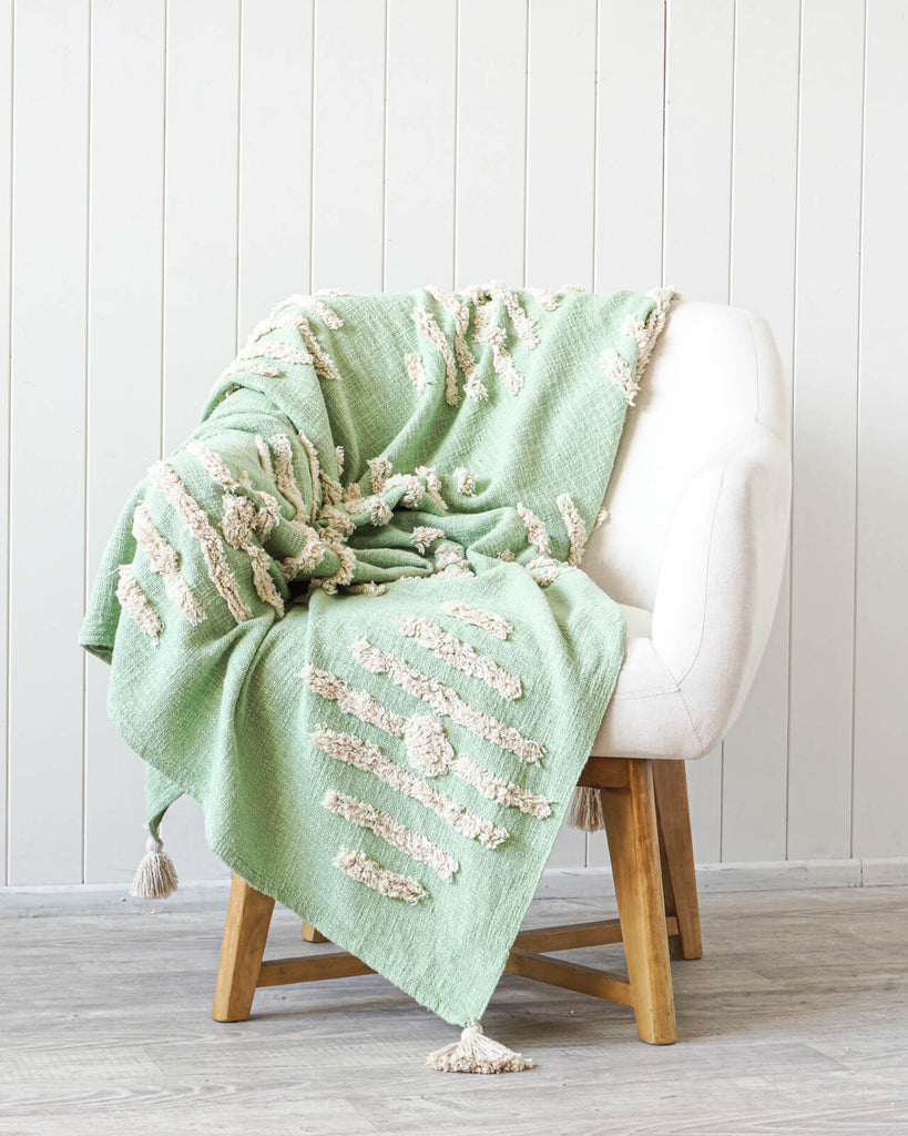 Iris Tufted Cotton Throw Blanket