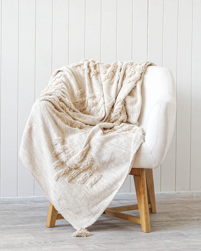 Iris Tufted Cotton Throw Blanket